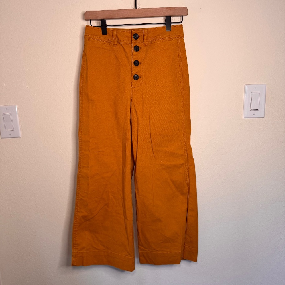 Madewell Emmett Wide-Leg Crop Pants Women's 25 Gold Tan Boho Festival
